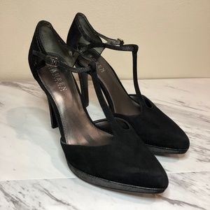 Lauren Ralph Lauren Black Dacia Suede T-Strap Heel